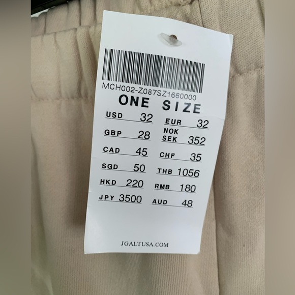 NEW John Galt Beige Sweatpants One Size - Picture 3 of 3